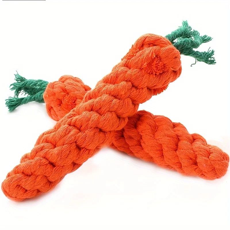 durable carrot dog toy cotton rope