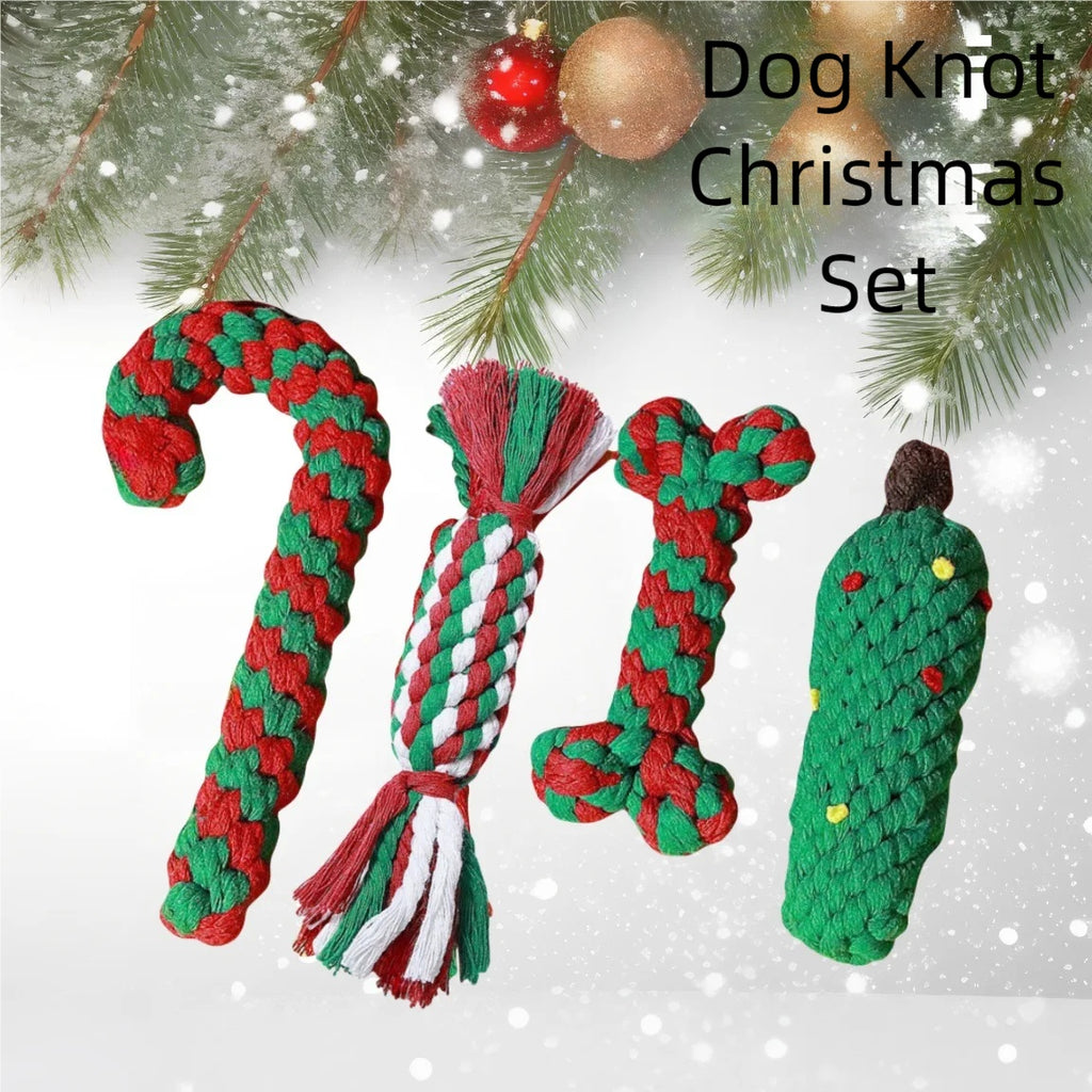 christmas dog rope toy set