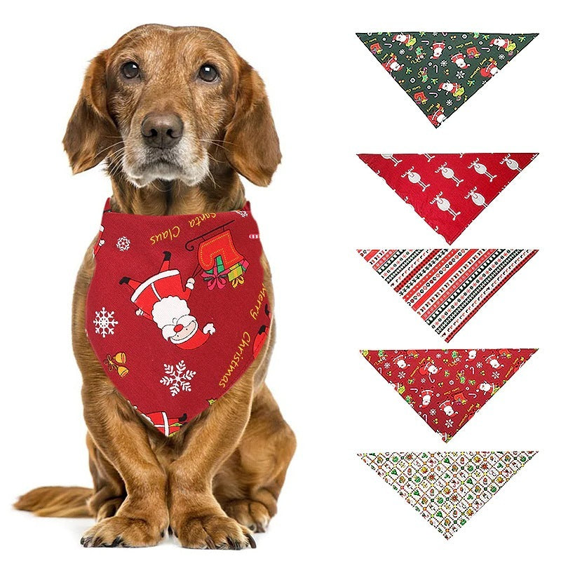 christmas dog triangle scarf red print