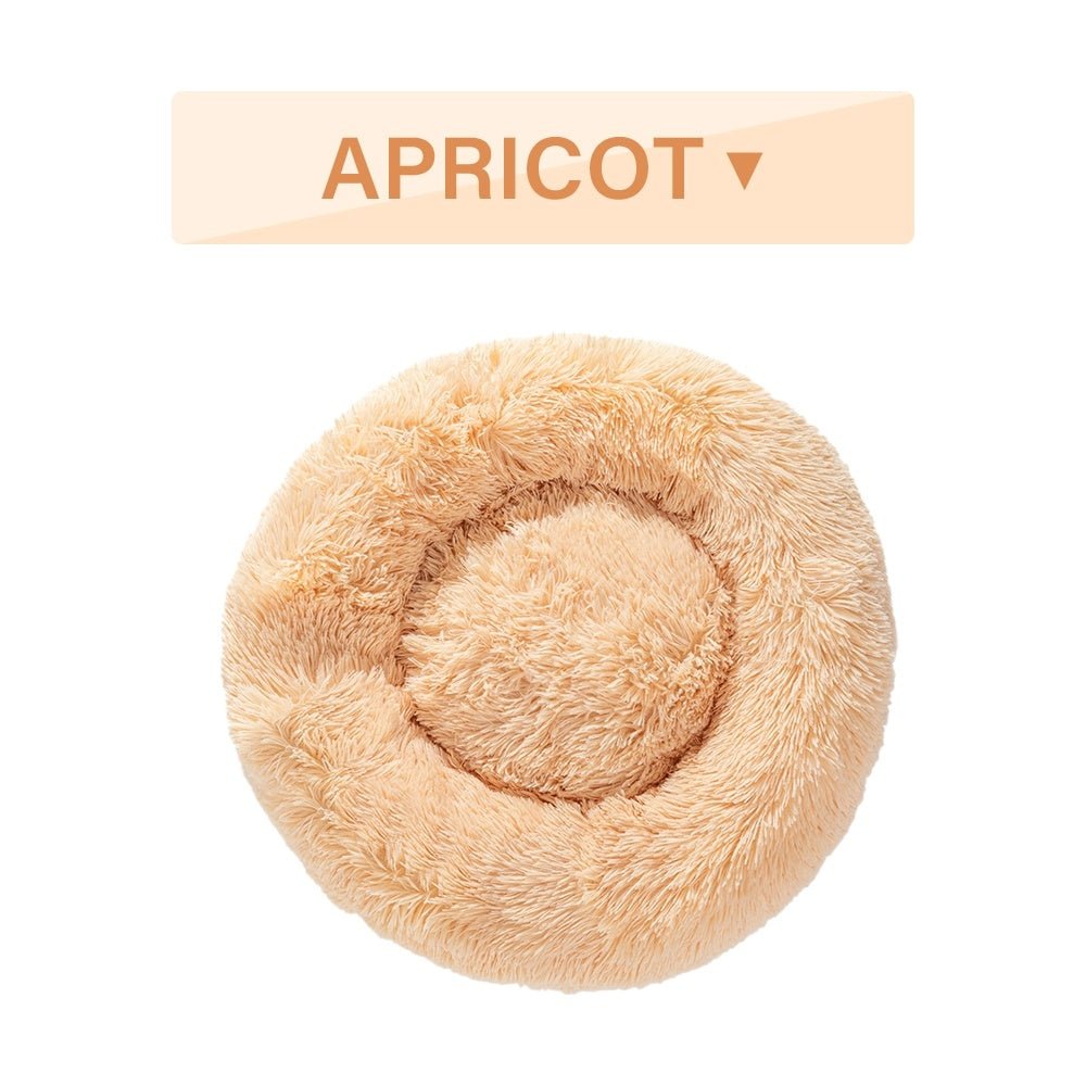 Fluffy donut pet bed for cats and dogs in soft plush