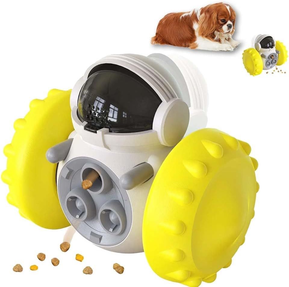 interactive dog treat dispenser filled and ready to play