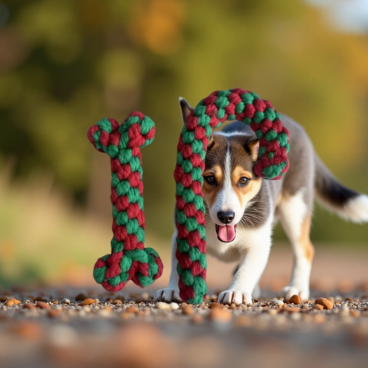 christmas dog rope toy for chewing