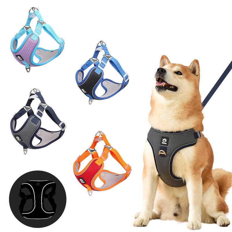 adjustable breathable dog harness front view