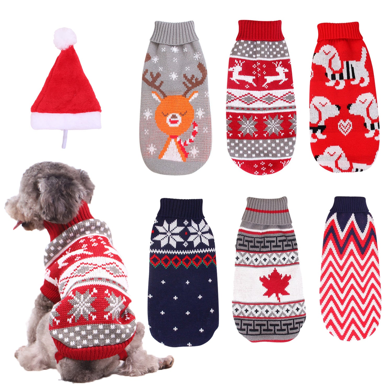 christmas dog knitting sweater winter outfit