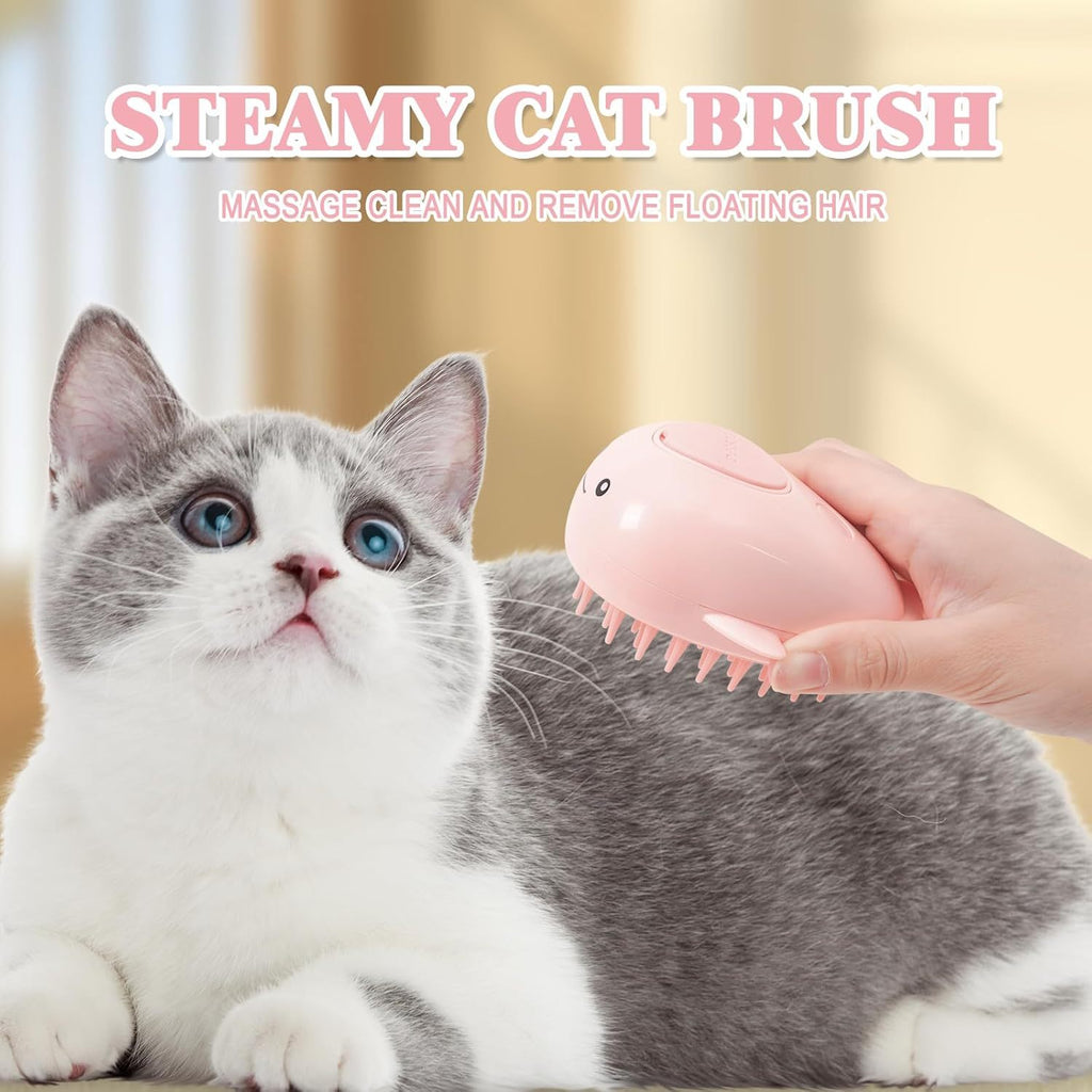 Steam Cat Grooming Brush Massage Feature