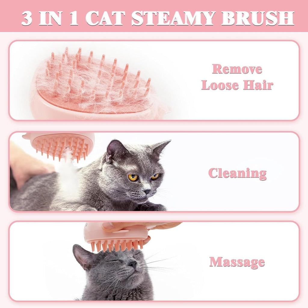 Self-Cleaning Steam Cat Grooming Brush