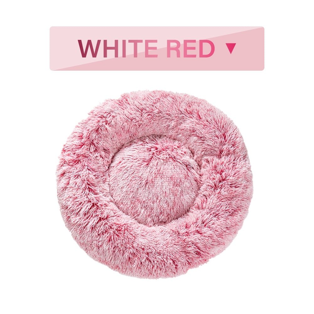 Fluffy donut pet bed in multiple sizes and colors