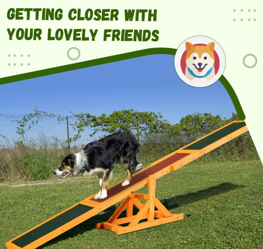 wooden dog agility seesaw natural wood