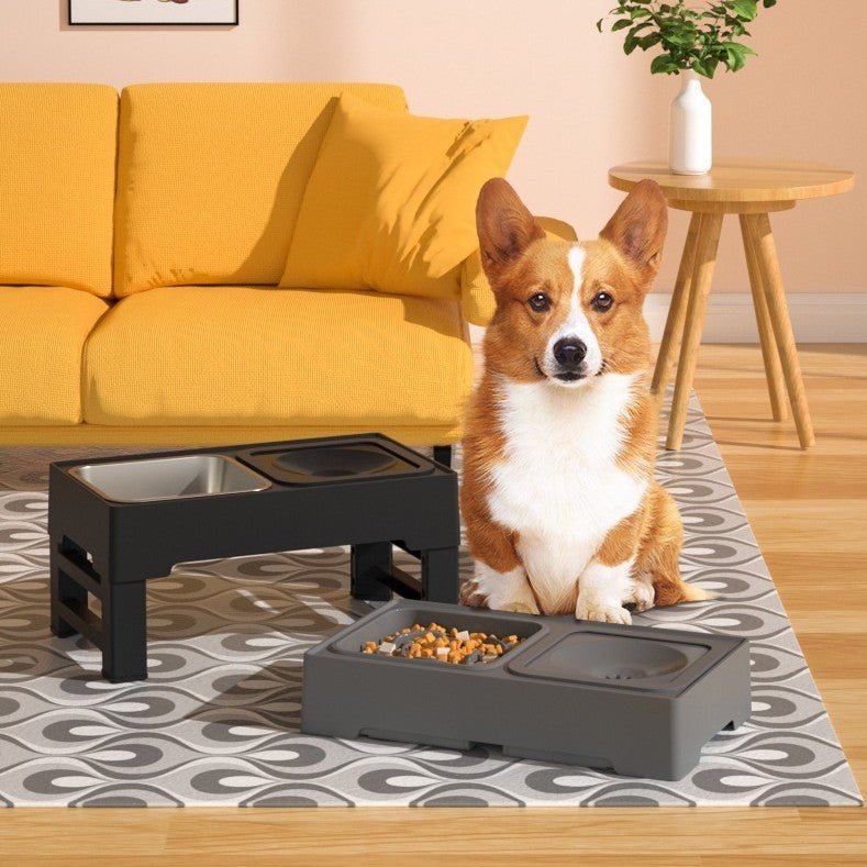 Elevated Dog Feeding Bowls adjustable stand